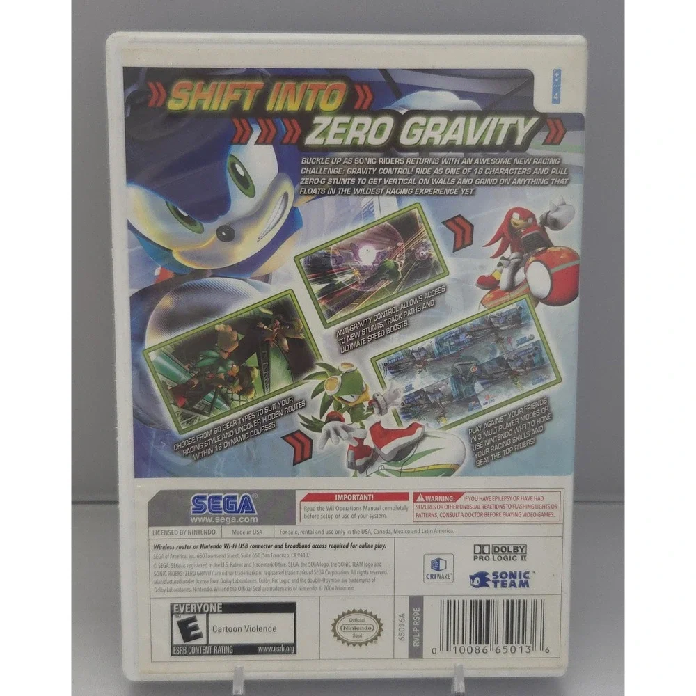 Sonic Riders: Zero Gravity - Nintendo Wii 2008 - Case &‎ Disc (No Manual) Tested